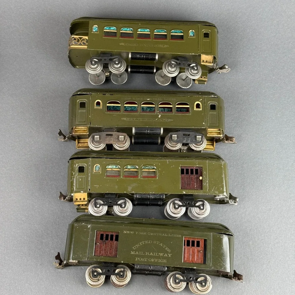 Lionel Prewar Standard Gauge Train Cars Set 33 34 35 36 Olive Green Vintage